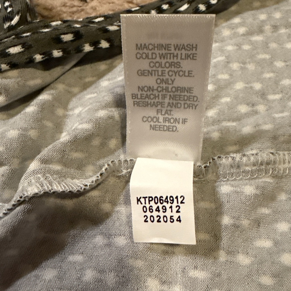 Women's J.Jill Petite Tunic Top XSP Green White Patterned - Picture 7 of 7